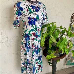 VTG 80s Irises Soft Cotton/Poly Knit Dress